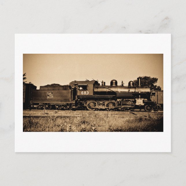 GTW Locomotive Engine #683 at Bay City MI Postcard (Front)