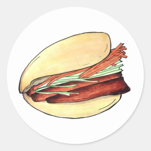 Gua Bao Pork Belly Bun Chinese Taiwanese Food Classic Round Sticker