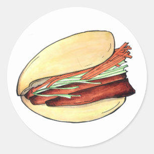 Gua Bao Pork Belly Bun Chinese Taiwanese Food Classic Round Sticker