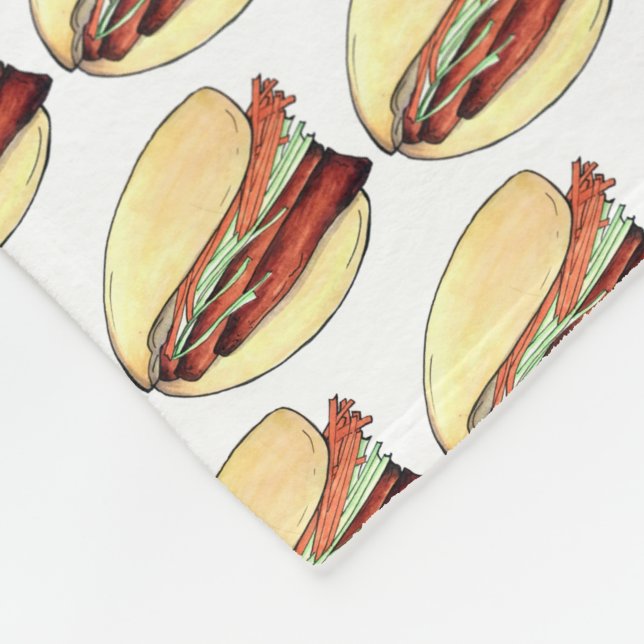 Gua Bao Pork Belly Bun Chinese Taiwanese Food Fleece Blanket (Corner)