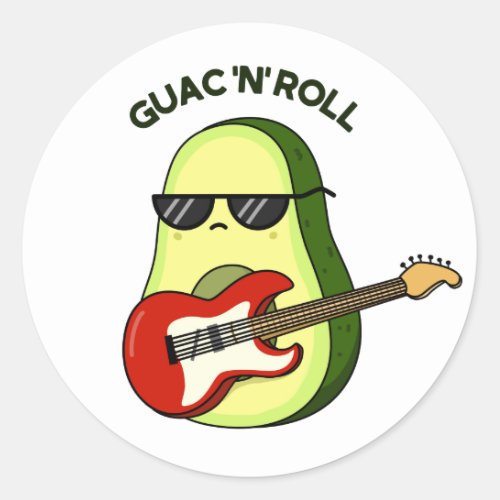Guac And Roll Funny Avocado Pun  Classic Round Sticker