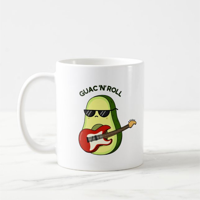 Guac And Roll Funny Avocado Pun  Coffee Mug (Left)