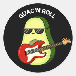 Guac And Roll Funny Avocado Pun Dark BG Classic Round Sticker