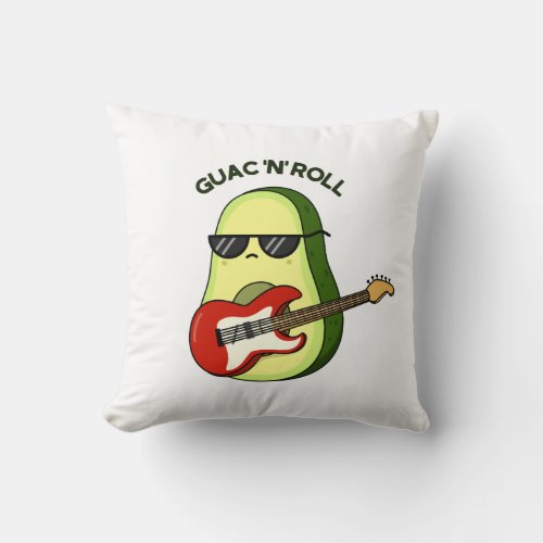 Guac And Roll Funny Avocado Pun  Throw Pillow
