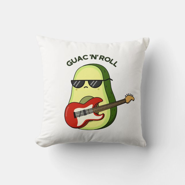 Guac And Roll Funny Avocado Pun  Throw Pillow (Front)