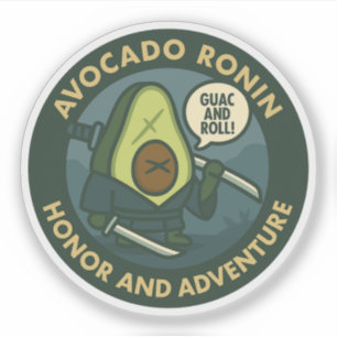 Guac And Roll Samurai Avocado Graphic Sticker