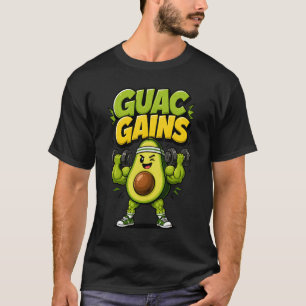 Guac Gains Funny Avocado Fitness Gym T-Shirt