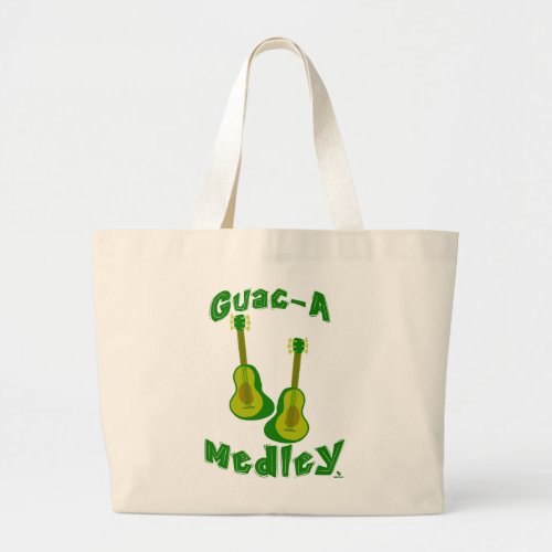 Guac Medley Guacamole Avocado Fun Guitar Art Large Tote Bag