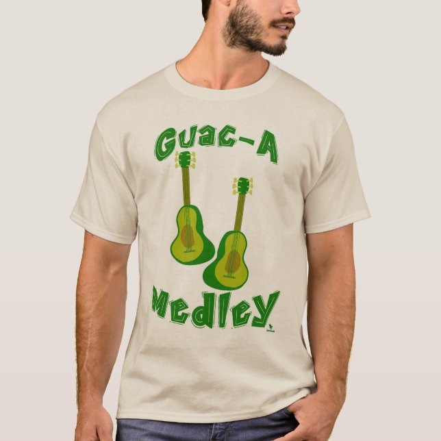 Guac Medley Guacamole Avocado Guitar Slogan T-Shirt (Front)
