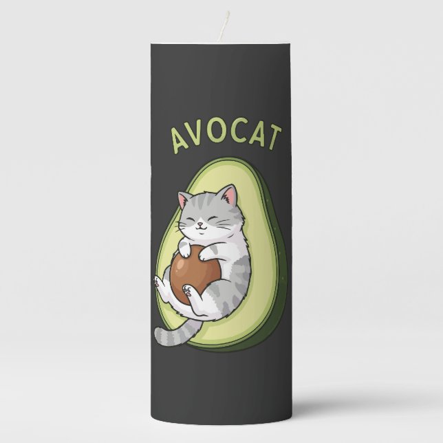 Guac Meow Mode Pillar Candle (Front)