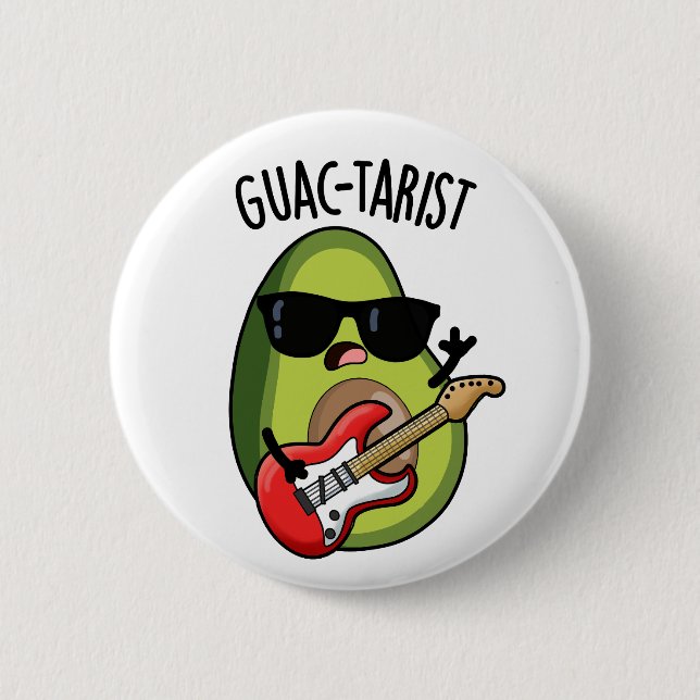 Guac-tarist Funny Avocado Pun  Button (Front)