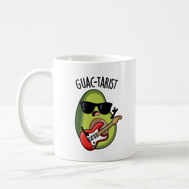 Guac-tarist Funny Avocado Pun  Coffee Mug (Left)