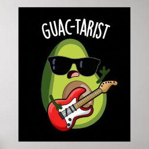 Guac-tarist Funny Avocado Pun Dark BG Poster