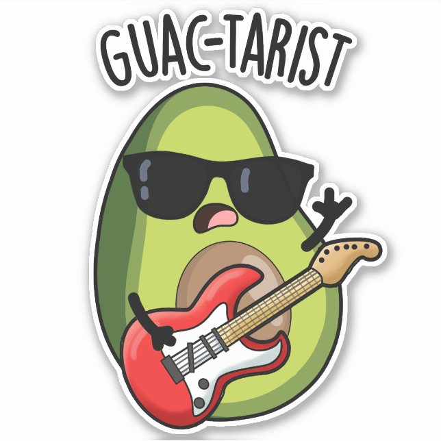 Guac-tarist Funny Avocado Pun  Sticker (Front)