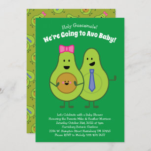 Guacamole Avocado Baby Shower Co-Ed Gender Neutral Invitation