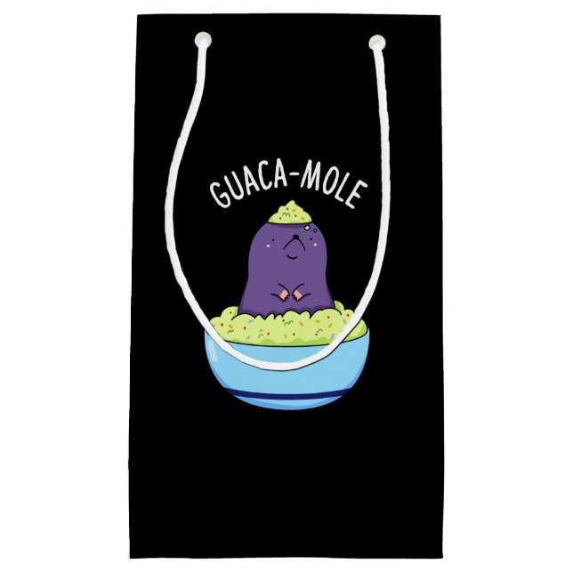 Guacamole Funny Mole In Guacamole Dip Pun Dark BG Small Gift Bag (Front)