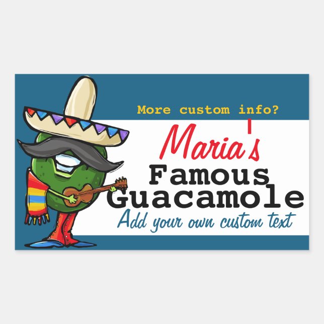 Guacamole Mexican Customizable Food Gift Jar Label (Front)