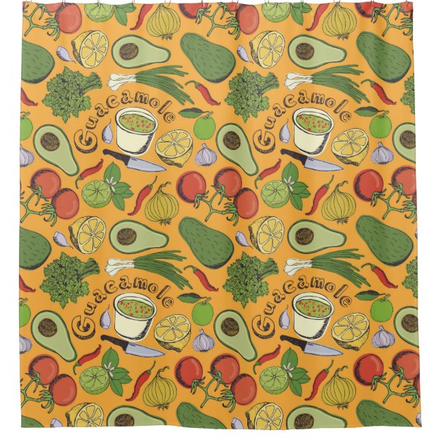 Guacamole Pattern Shower Curtain (Front)