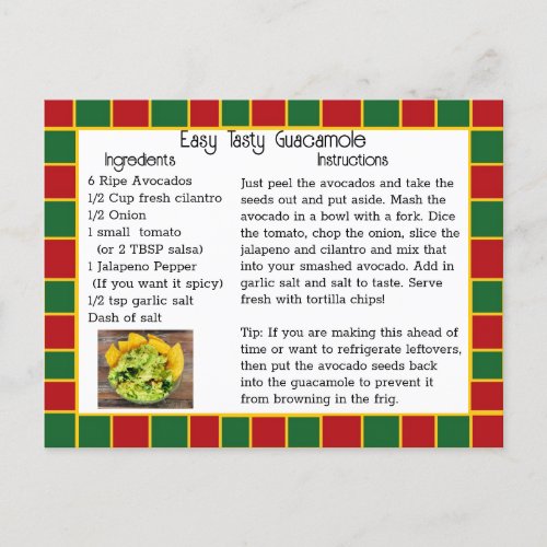 Guacamole Recipe Card