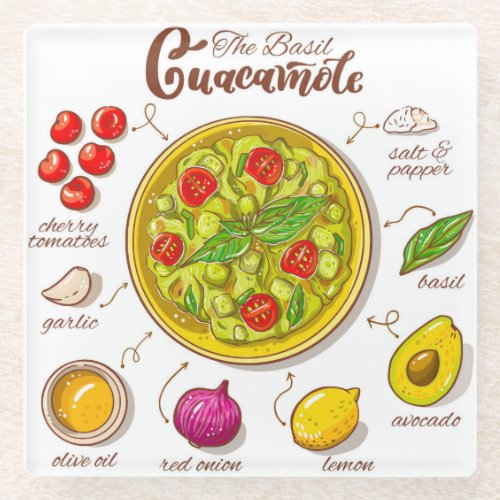 Guacamole Recipe Glass Coaster