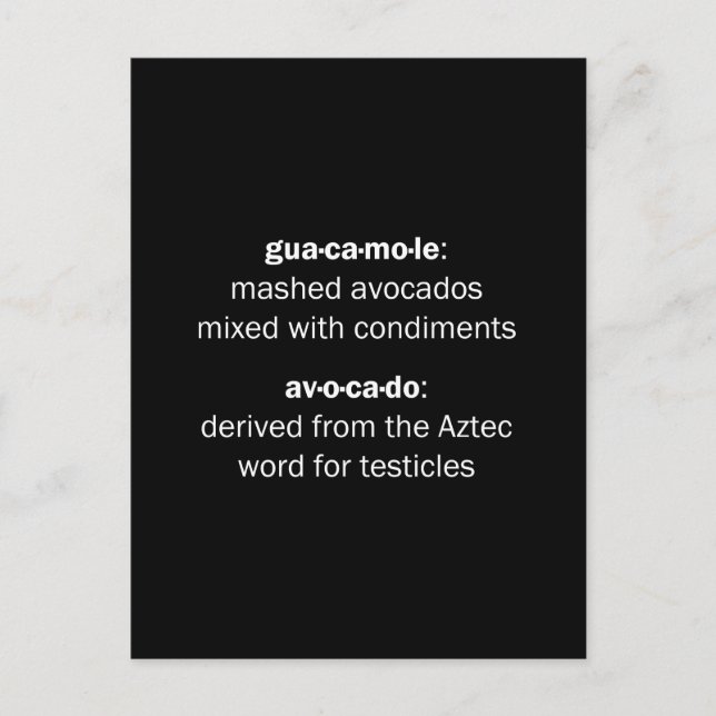 Guacamole Testicles Postcard (Front)