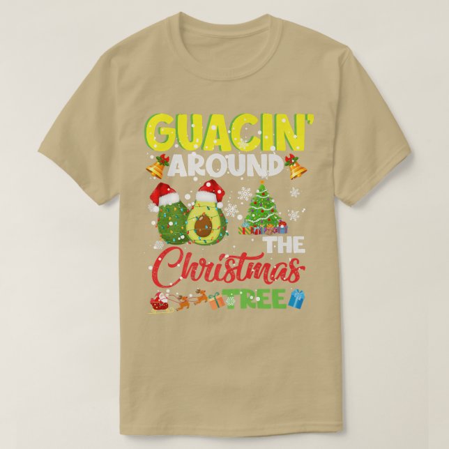 Guacin Around The Xmas Tree Christmas Santa Avocad T-Shirt (Design Front)