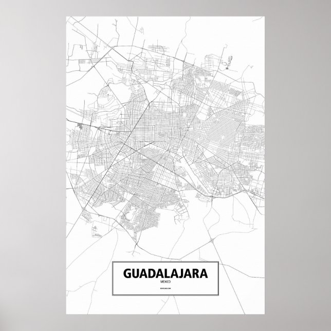 Guadalajara, Mexico (black on white) Poster (Front)