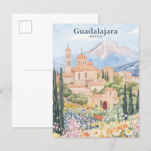 Guadalajara Mexico Gouache Illustration Travel Postcard