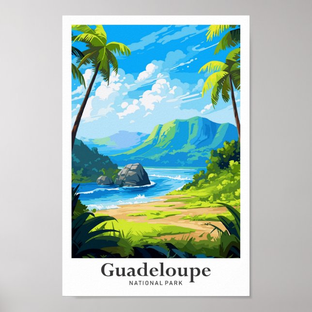 Guadaloupe National Park Travel Illustration Poster (Front)