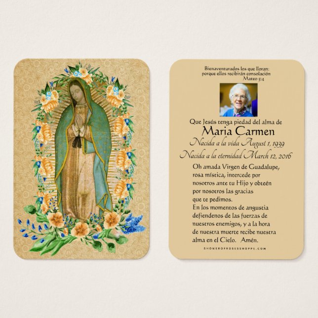 Guadalupe Catholic Spanish Funeral Holy Prayer (Front & Back)