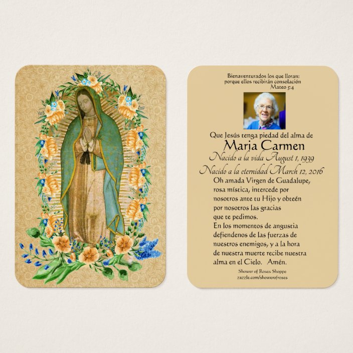 Guadalupe Catholic Spanish Funeral Holy Prayer | Zazzle.com