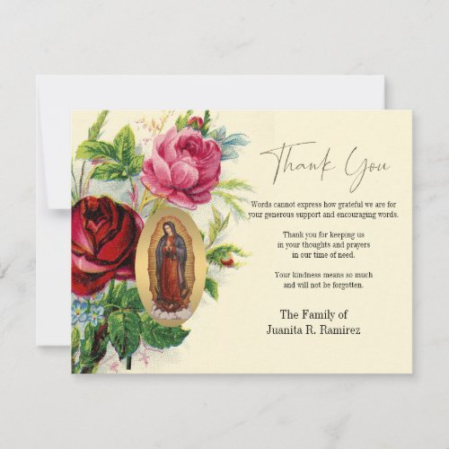 Guadalupe Floral  Funeral Condolence Sympathy Thank You Card