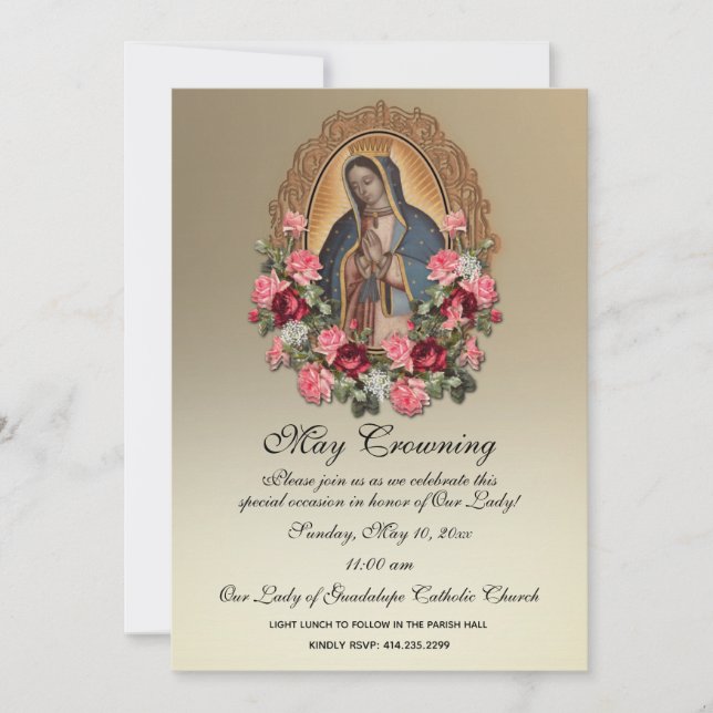 Guadalupe May Crowning Mary Mothers Day  Invitation (Front)