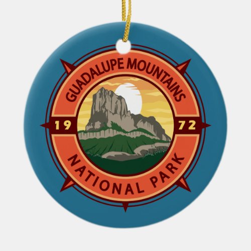 Guadalupe Mountains National Park Retro Compass Ceramic Ornament