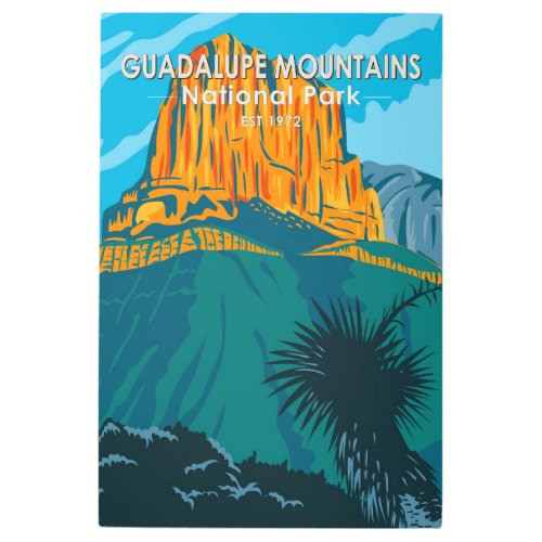  Guadalupe Mountains National Park Vintage Metal Print