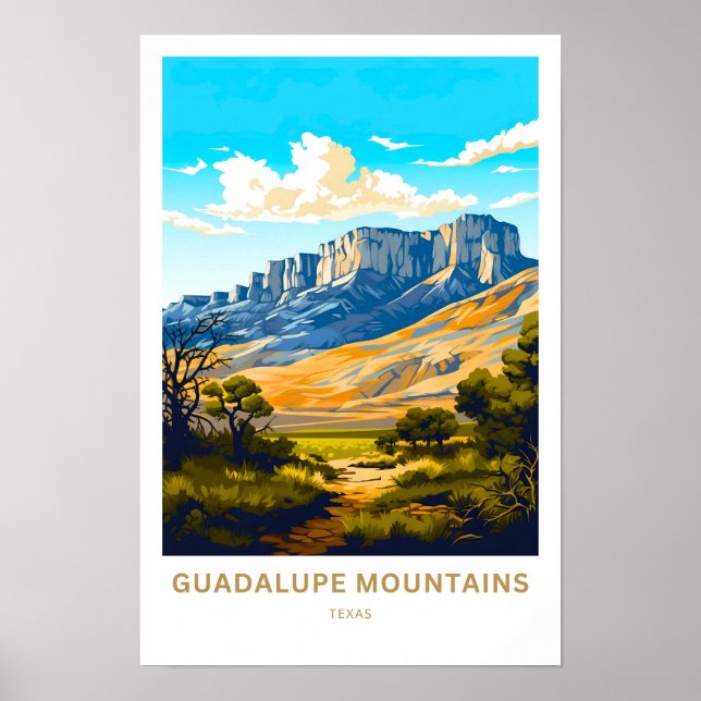 Guadalupe Mountains Texas Travel Print (Front)