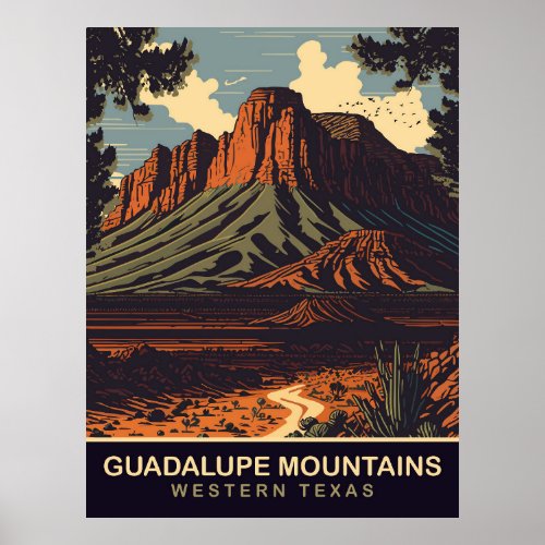 Guadalupe Mountains Western Texas Travel Poster