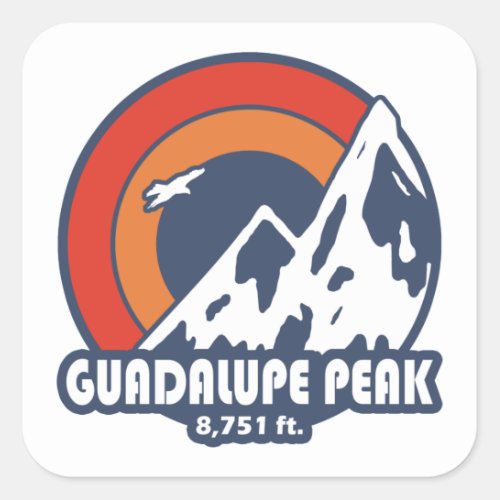 Guadalupe Peak Texas Sun Eagle Square Sticker