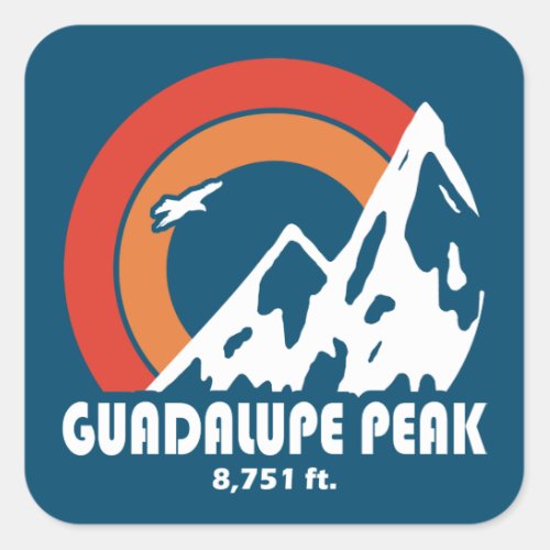 Guadalupe Peak Texas Sun Eagle Square Sticker