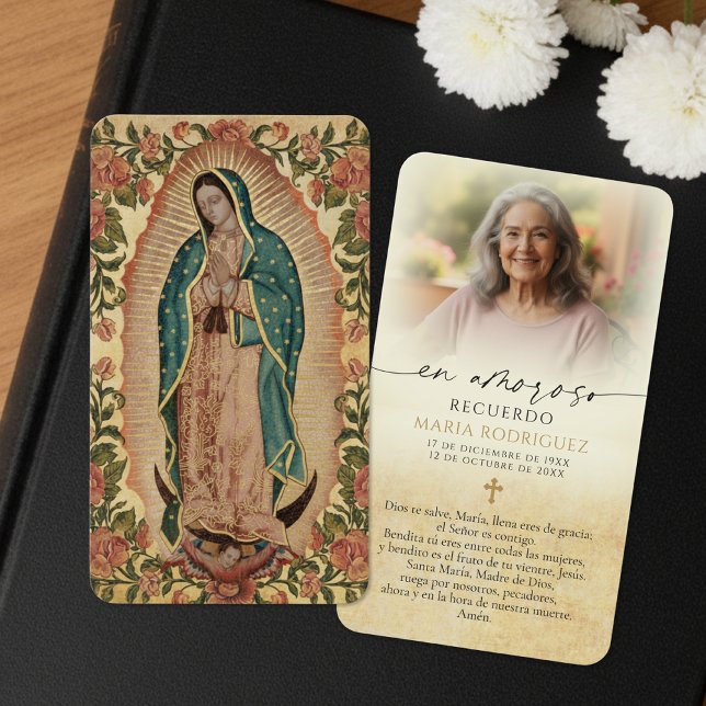 Guadalupe Photo Memorial Spanish Funeral Cards (Creator Uploaded)
