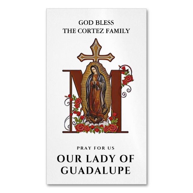 Guadalupe Religious Catholic Virgin Mary Prayer Business Card Magnet (Front Vertical)