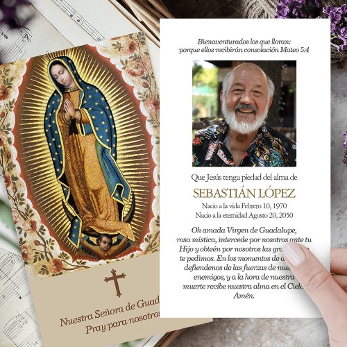 Guadalupe Remembrance Photo Funeral Prayer Cards