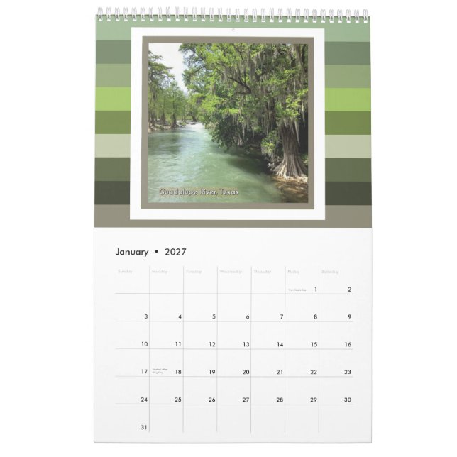 Guadalupe River in Gruene, Texas  Calendar (Jan 2027)