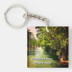 Guadalupe River in Gruene, Texas Watercolor Keychain