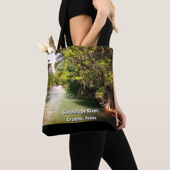 Guadalupe River in Gruene, Texas Watercolor  Tote Bag (Close Up)