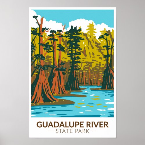 Guadalupe River State Park Texas Vintage  Poster