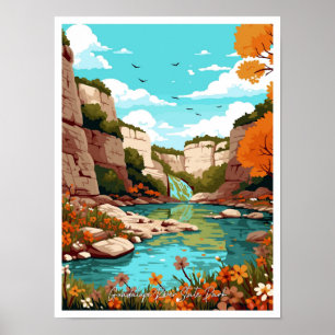 Guadalupe River State Park Texas Vintage Travel Poster