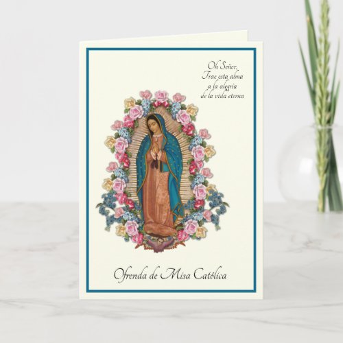 Guadalupe Spanish Sympathy Mass Offering Prayer Card
