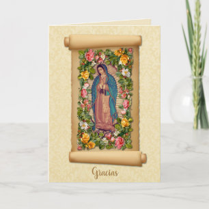 Guadalupe Virgin Mary Catholic Spanish Gracias Letterpress Thank You Card