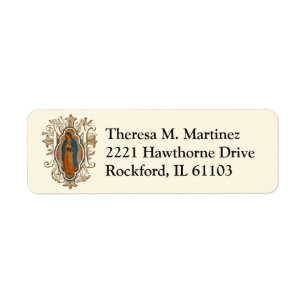 Guadalupe Virgin Mary Catholic Spanish Religious Label